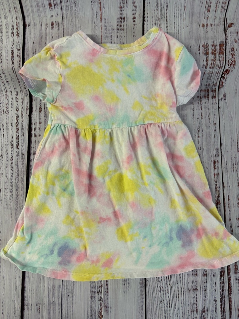 Old Navy Pastel Tie-Dye Short Sleeve Dress - Pink, Yellow, Aqua